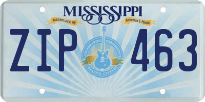 MS license plate ZIP463