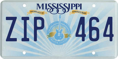 MS license plate ZIP464