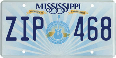 MS license plate ZIP468