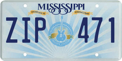 MS license plate ZIP471