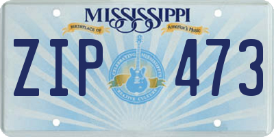 MS license plate ZIP473