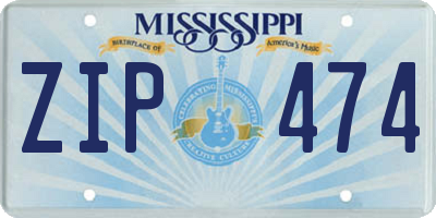 MS license plate ZIP474