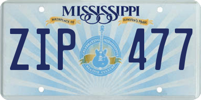 MS license plate ZIP477