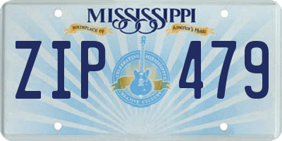 MS license plate ZIP479