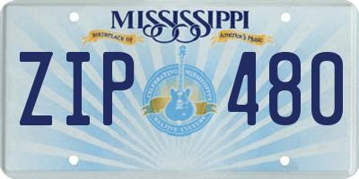 MS license plate ZIP480