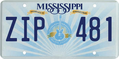 MS license plate ZIP481