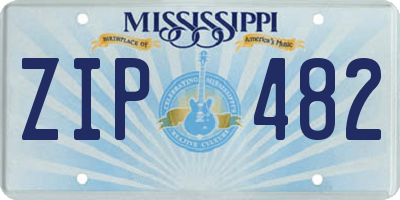 MS license plate ZIP482
