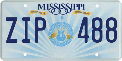 MS license plate ZIP488