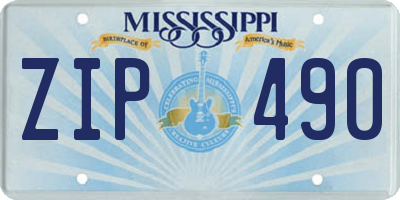 MS license plate ZIP490