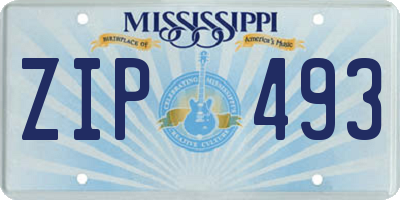 MS license plate ZIP493