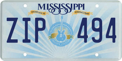MS license plate ZIP494