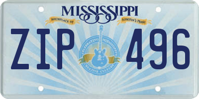 MS license plate ZIP496