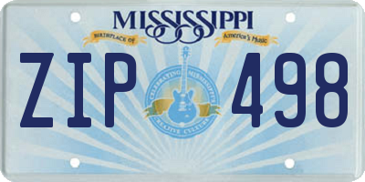 MS license plate ZIP498