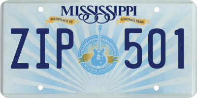 MS license plate ZIP501