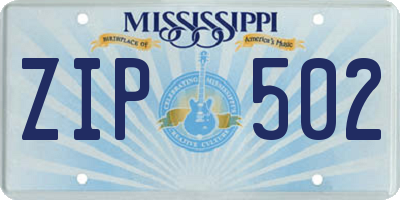 MS license plate ZIP502