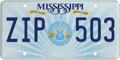 MS license plate ZIP503