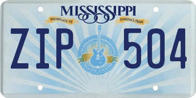MS license plate ZIP504