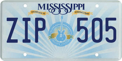 MS license plate ZIP505