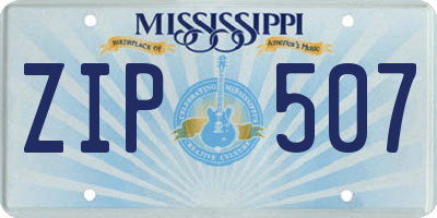 MS license plate ZIP507