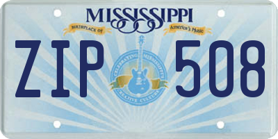 MS license plate ZIP508