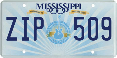 MS license plate ZIP509