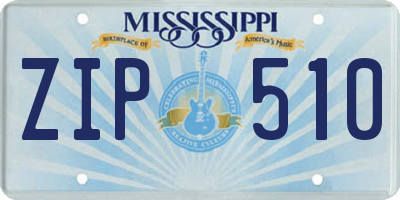 MS license plate ZIP510
