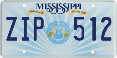 MS license plate ZIP512