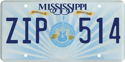 MS license plate ZIP514