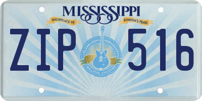 MS license plate ZIP516