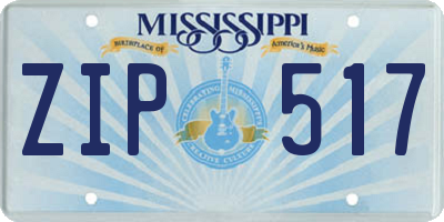 MS license plate ZIP517