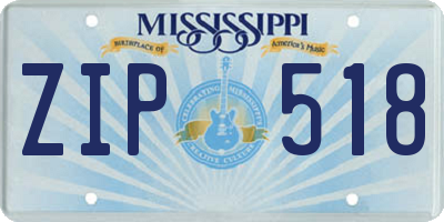 MS license plate ZIP518
