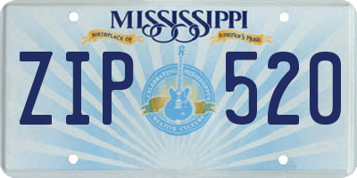MS license plate ZIP520