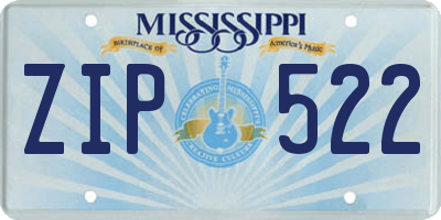 MS license plate ZIP522
