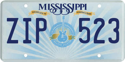 MS license plate ZIP523