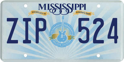 MS license plate ZIP524