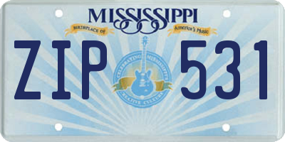 MS license plate ZIP531
