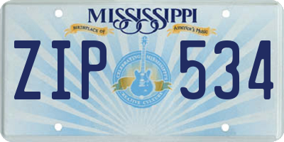 MS license plate ZIP534
