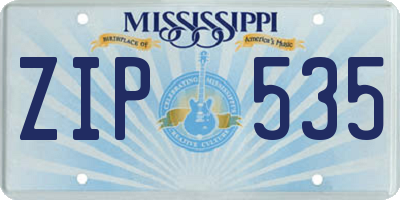 MS license plate ZIP535