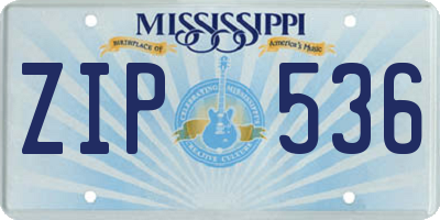 MS license plate ZIP536