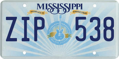 MS license plate ZIP538