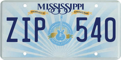 MS license plate ZIP540