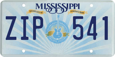 MS license plate ZIP541