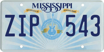 MS license plate ZIP543