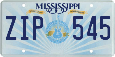 MS license plate ZIP545