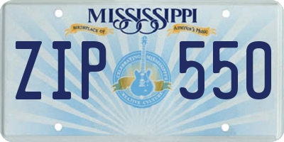 MS license plate ZIP550
