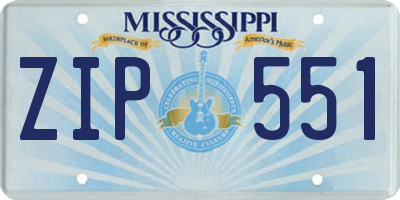 MS license plate ZIP551