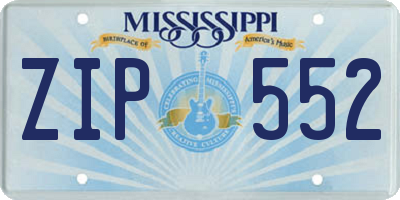 MS license plate ZIP552