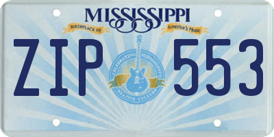 MS license plate ZIP553