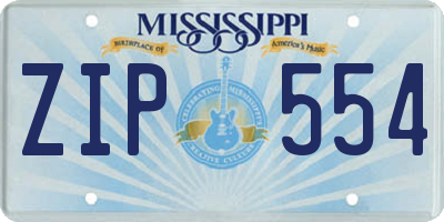 MS license plate ZIP554