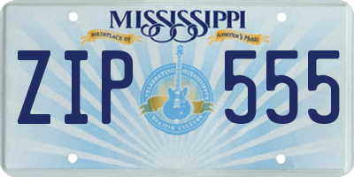 MS license plate ZIP555